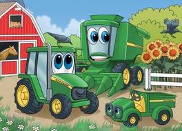 cartoon green agricultural machinery on the farm