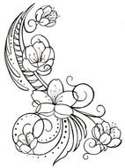 Black and white drawing of the blossoming flowers clipart