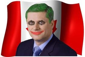 Prime Minister Stephen Harper with Joker makeup