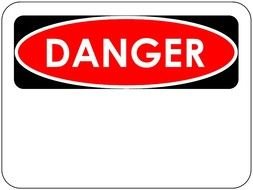 Danger text Sign drawing