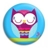 cartoon owl on blue button