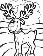 Black and white drawing of the Christmas Deer clipart