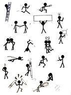 Black and white drawing of the stick figures clipart