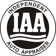 independent Auto Appraiser, black and white logo