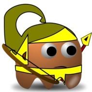dark skin warrior with bow and arrow, icon