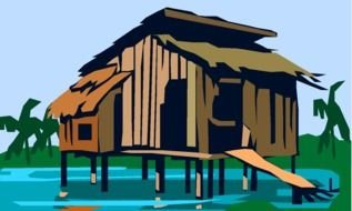 Colorful drawing of the Bamboo Hut clipart