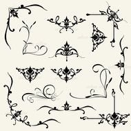 set of Vintage floral Corner Borders