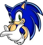 blue Sonic character in a graphic representation