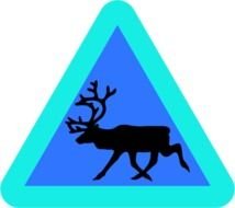 Warning Reindeer Roadsign Vector Clip Art