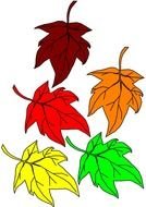 clip art with colorful autumn leaves