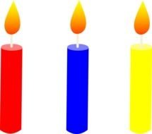 three colorful candles as a picture for clipart