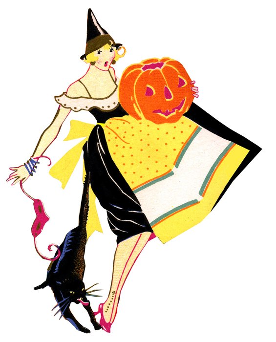 Cartoon Witch with the pumpkin clipart