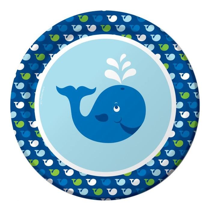cartoon whale in a blue circle