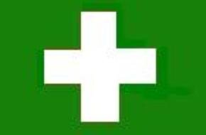 White And Green Flag With Cross drawing