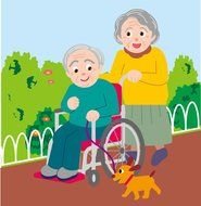 Cartoon grandpa with the grandma clipart