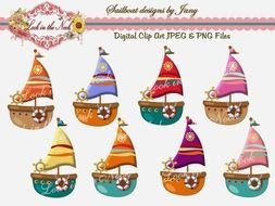 Sailboat set Clip Art drawing