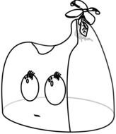 cartoon black and white transparent object with face
