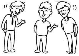 painted conversation of three friends