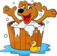 Clipart of washing Dog in a bath