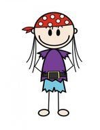 drawing of a little girl in a pirate costume