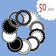 Scalloped Frame Clip Art Label Tag