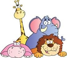 Clip art of cartoon group of animals