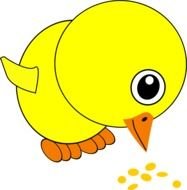 cartoon chicken and yellow grains