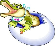 cartoon crocodile cub in an egg