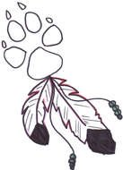 print of Wolf Paw and Feathers, tattoo design