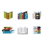 Set of book icons in flat design style