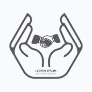Hand holding business logo design safety care concept