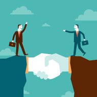 Businessmen on Giant Handshake Mountain