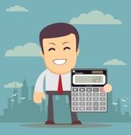 Accountant with a Calculator Vector Illustration