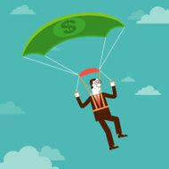 Cash Parachuting Businessman
