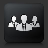 Black Square Button with Two Businessmen and One Businesswoman