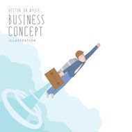 Businessman with rocket flat vector growth and start up concept