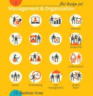 Business icon set Management human resources marketing e-com