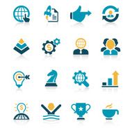 Business Icon Set blue yellow colour