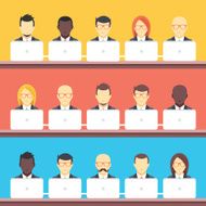 Coworking center teamwork flat illustration concepts