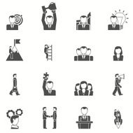 Leadership black white icons set