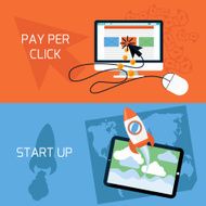 Concept of start up pay per click web advertising