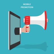 Mobile Promotion Flat Isometric Vector Concept