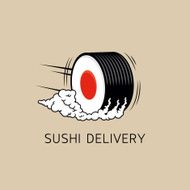 Sushi delivery logo template (concept) Vector illustration