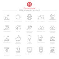 Set of Thin Line SEO and Development icons 1