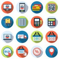 Online shopping flat vector icons