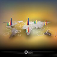 World map in perspective blurred infographic vector template for business