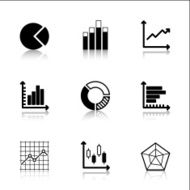 Diagram Icons Set with reflection