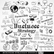 Set of business strategy symbol doodle vector illustration