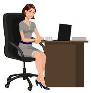 office woman behind a Desk with laptop