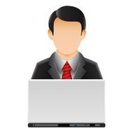 Customer representative with laptop